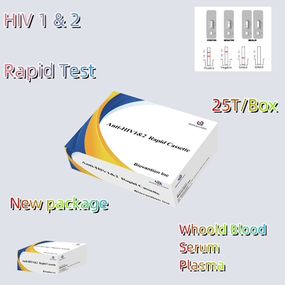 Réactif de test rapide VIH 1/2 Test de détection méthode d'or colloïdal avec 25 tests