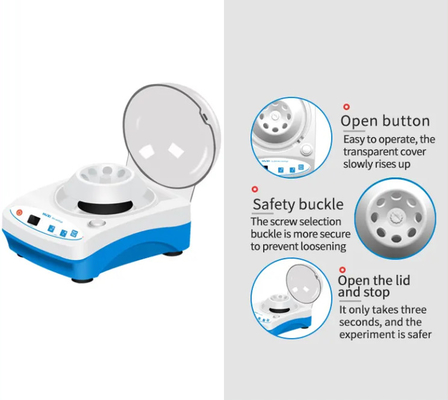 Mini centrifugeuse de laboratoire portable 6/8 tubes 4000 tours par minute CE certifié Conception compacte en plastique et en métal Idéal pour la recherche dans les petits laboratoires